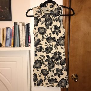 Floral black and white dress